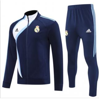 Chándal Real Madrid 2025/26- Dark Bule with White Retro (Cremallera larga)
